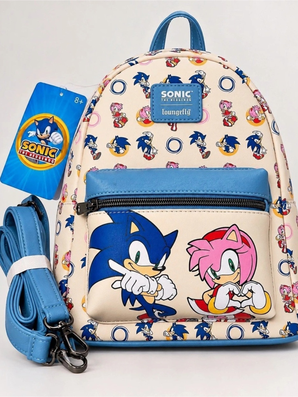 Loungefly Sonic the Hedgehog Amy Rose & Sonic Mini Backpack Blue & Pink
